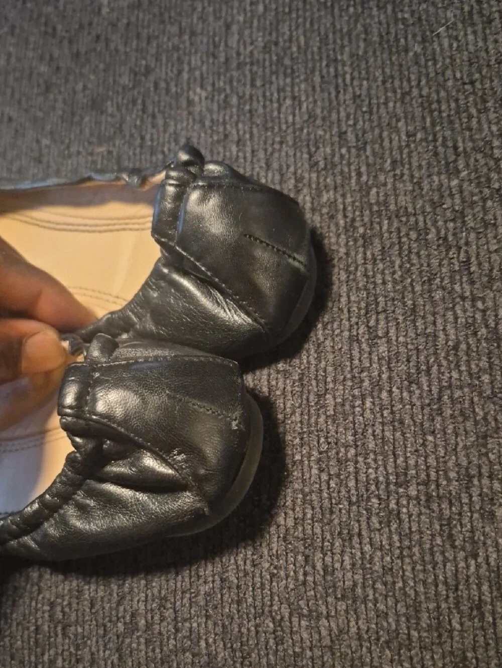 Tory Burch Black Leather Logo Ballet Flats